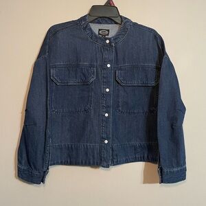 Women's Dark Blue Cropped Button Down Shirt Small BNWT